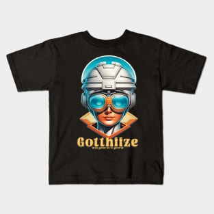 A vintage astronaut with high-technology eye gear Kids T-Shirt